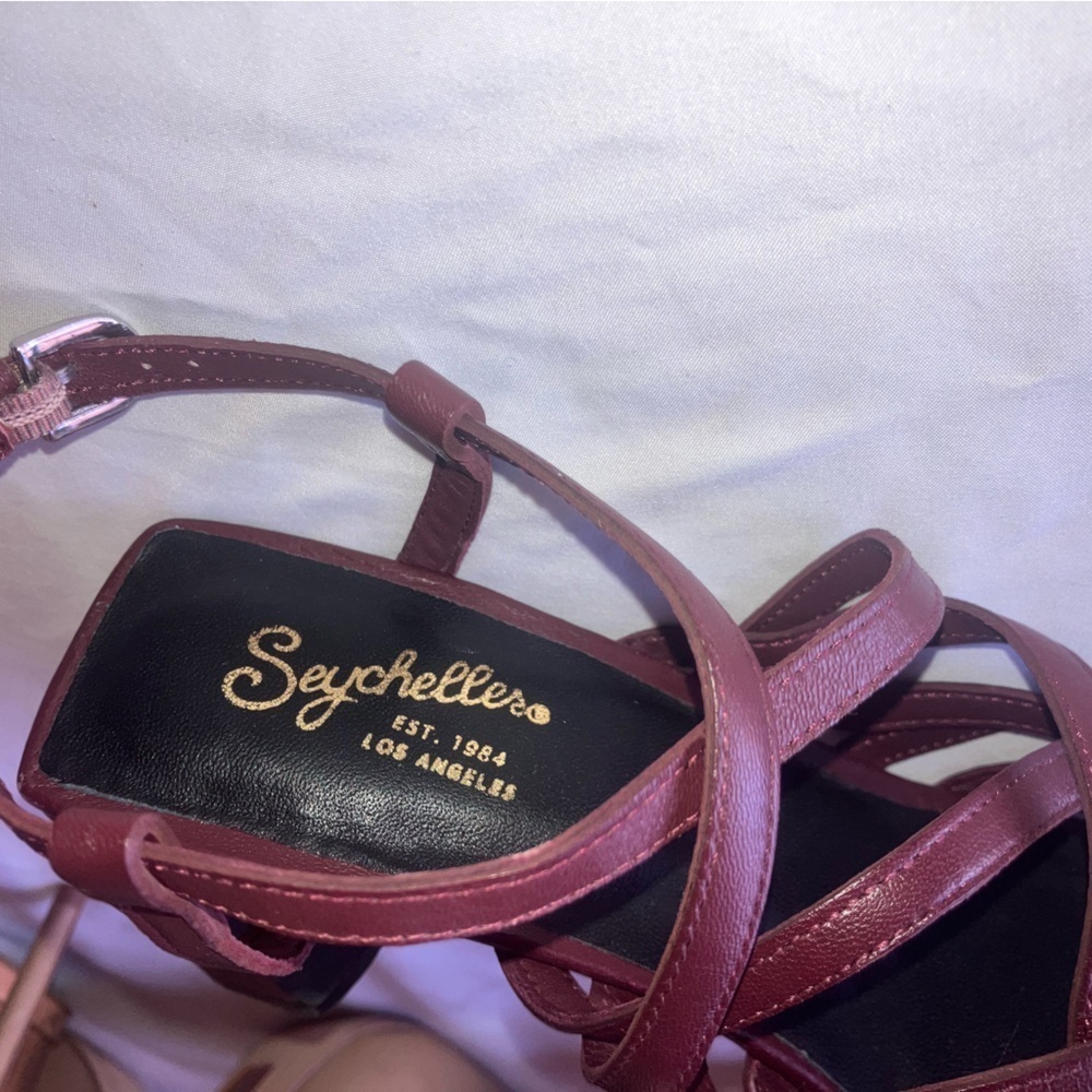 Seychelles CHARTER  Leather STRAPPY BLOCK HEEL SANDAL in Wine 8 NWOT - Picture 6 of 9